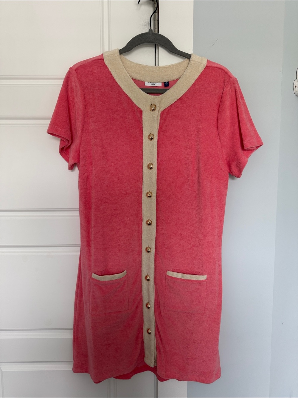 Cabana Life Terry Short-Sleeve Button Front Mini Dress - Sz Small (worn once)